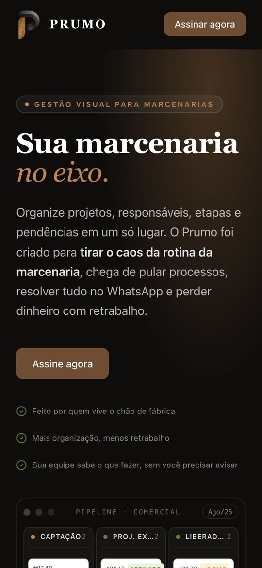 Prumo, produto no celular